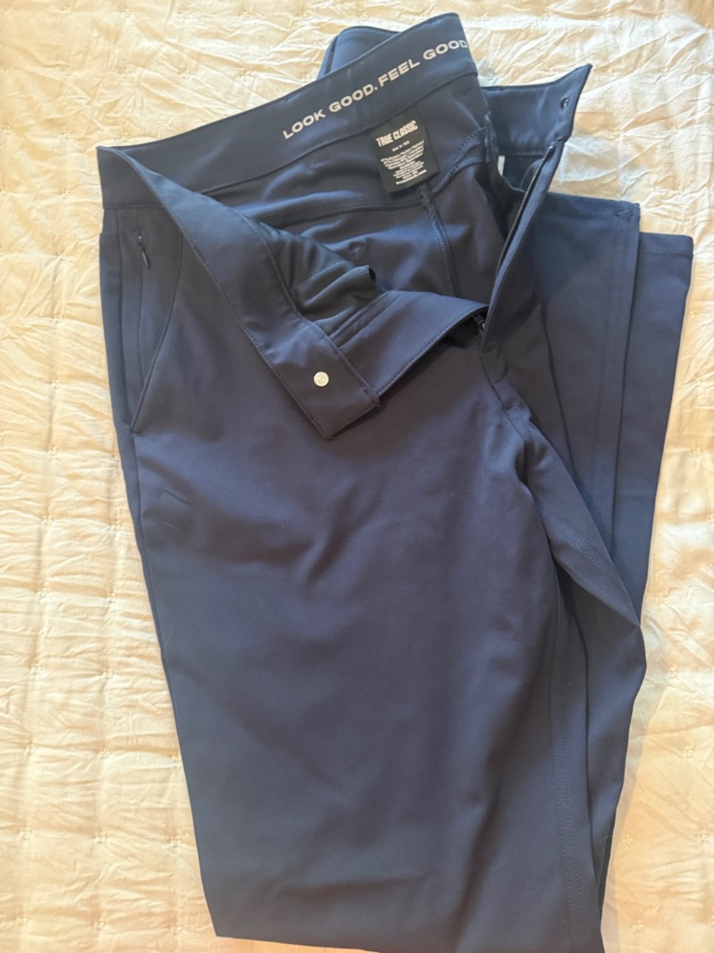 Men's Navy Dress Chino True Classic - 'Look Good. Feel.' Waistband